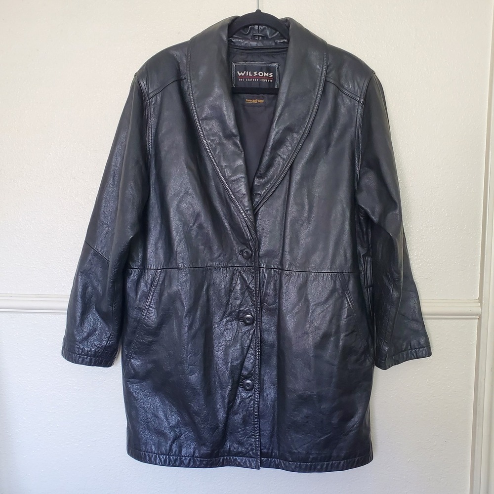 Wilsons Leather Black Mid Length Coat Womens Medium Thinsulate Insulated Jacket